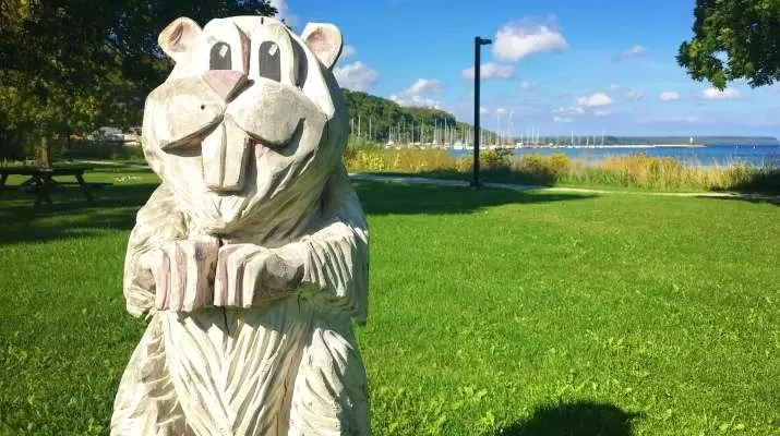Wiarton Willie statue near the waterfront at Bluewater Park