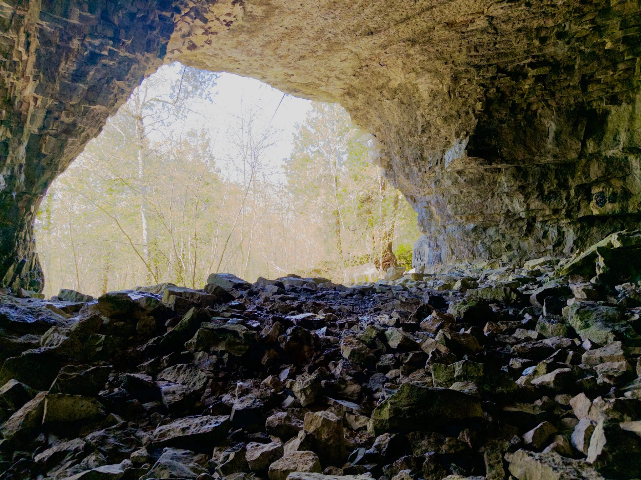 Inside Bruce’s Caves looking toward the forest